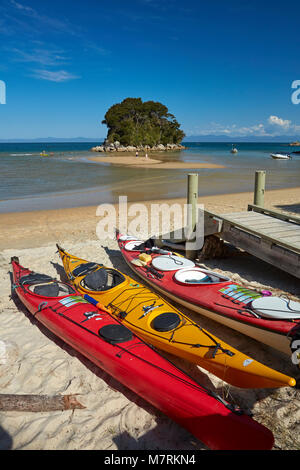 Kayaks, Mosquito Bay, il Parco Nazionale Abel Tasman Nelson Regione, Isola del Sud, Nuova Zelanda Foto Stock