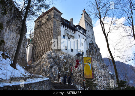 Bran, Romania. Febbraio 4, 2017. Castello di Bran (Castelul Bran), comunemente noto come 'Dracula Castello dell' Foto Stock