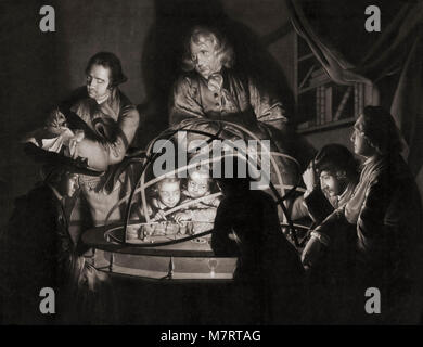 Un filosofo parlando sul Orrery, dopo il 1776 dipinto di artista inglese Joseph Wright di Derby, 1734-1797. Foto Stock