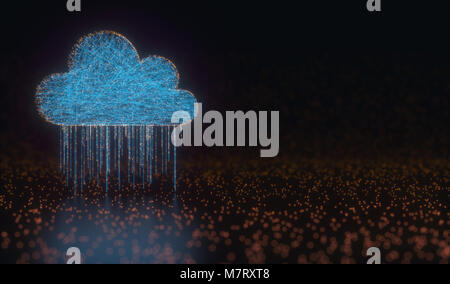 3D'illustrazione. Concetto di immagine del cloud computing. I collegamenti tra i punti formando una nuvola. I dati di pioggia. Foto Stock