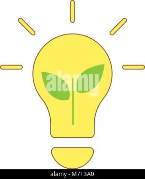 Pianta che cresce dentro la lampadina a risparmio energetico Illustrazione Vettoriale