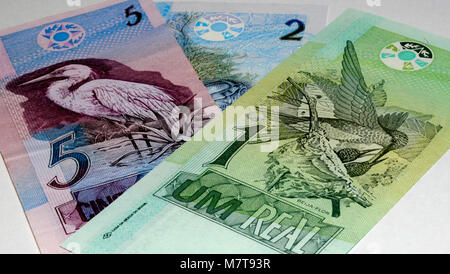 Il Brasile Reais moneta reale di banconote Foto Stock
