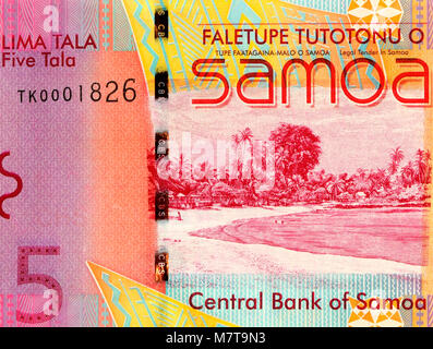 Samoa cinque 5 Tala Banca nota Foto Stock