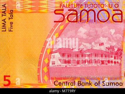 Samoa cinque 5 Tala Banca nota Foto Stock