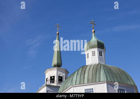 Sitka, Alaska: rame distinti delle cupole della chiesa russo-ortodossa di San Michele cattedrale. Foto Stock