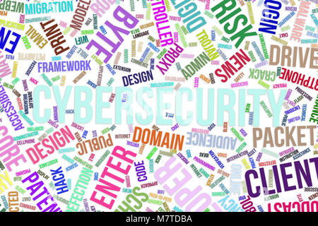 Sicurezza informatica, IT, information technology parola concettuale per il cloud per la carta da parati di design, tessitura o dello sfondo Foto Stock
