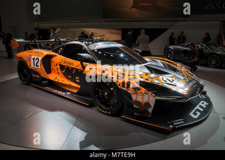 Ginevra, Svizzera - 6 Marzo 2018: McLaren Senna GTR auto sportiva reveiled all'88Geneva International Motor Show. Foto Stock