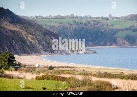 Sands Road, Slapton Ley. 13 marzo 2018. Una cresta di alta pressione portato splendido sole primaverile a ovest paese oggi. Il sole e cieli blu in Slapton Ley in South Devon. Credito: James jagger/Alamy Live News Foto Stock