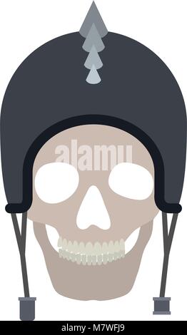 Cranio con casco per motociclisti e spine Illustrazione Vettoriale