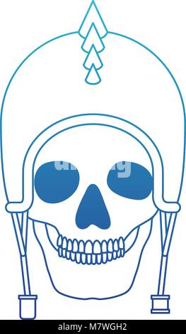 Cranio con casco per motociclisti e spine Illustrazione Vettoriale