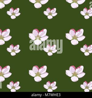 Rosa fiori di ciliegio sakura fiori in uno stile Giapponese. Molla senza giunture dello sfondo. La freschezza della natura. Illustrazione Vettoriale