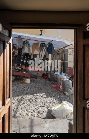 Stallo del mercato nella città di Tlalpujahua in Messico Foto Stock