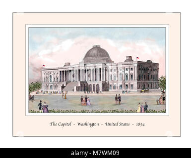 Il Campidoglio di Washington USA Design originale basato su di un palazzo del XIX secolo l'incisione Foto Stock