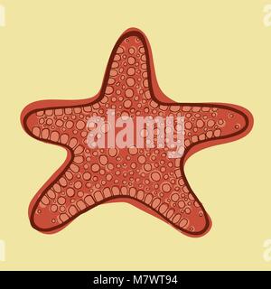Red starfish illustrazione vettoriale. Gli animali del mare. Illustrazione Vettoriale