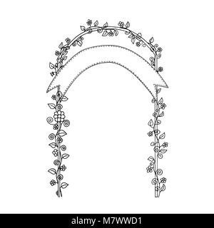 Zen di nozze scarabocchio. Arco di contorno illustrazione vettoriale. Illustrazione Vettoriale