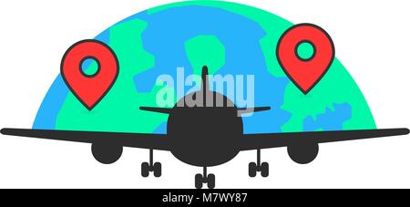 Aeroplano nero come global airlines Illustrazione Vettoriale