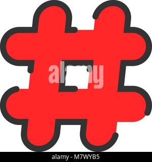 Abstract lineare rosso icona hashtag Illustrazione Vettoriale