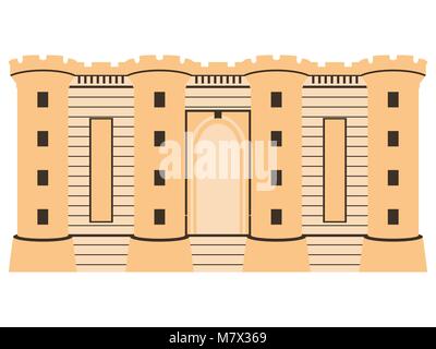 Bastiglia fortezza. Castello medievale. Il giorno della Bastiglia, 14 luglio. Isolato su sfondo bianco. Illustrazione Vettoriale Illustrazione Vettoriale