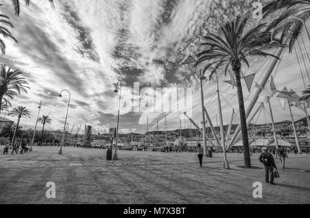 Genova (Genova) Italia, 05 maggio 2017 - Vista del Porto Antico". Porto Antico di Genova (Genova), Italia Foto Stock