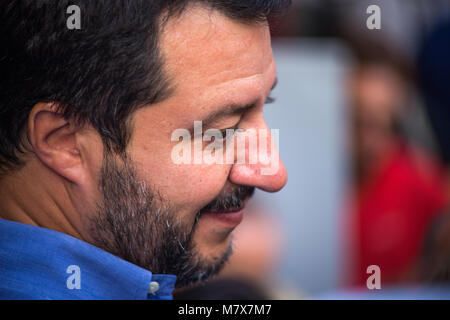 Genova (Genova), Italia, 23 giugno 2017 - Matteo Salvini, il segretario della Lega Nord partito durante la campagna elettorale per il sindaco di Genova Foto Stock