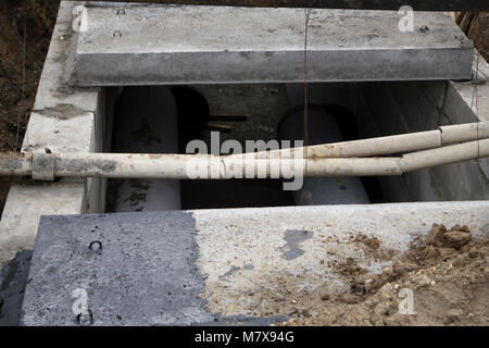 Riparazione di strade di lavoro concreti Foto Stock