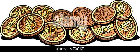 Valuta crypto bitcoin isolati su sfondo bianco Illustrazione Vettoriale