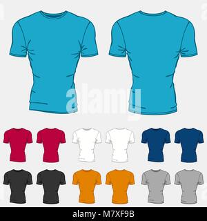 Impostare colorati di t-shirts modelli per gli uomini Illustrazione Vettoriale