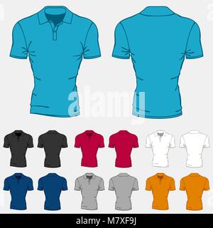 Impostare colorati di polo-shirt modelli per gli uomini Illustrazione Vettoriale