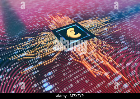 La tecnologia elettronica, schede di circuito e CPU, rete dati di trasferimento, finanza tecnologica Foto Stock