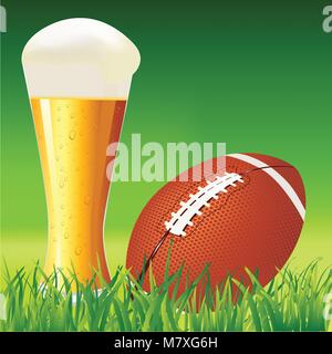 American Football palla su erba football americano illustrazione dello sfondo Illustrazione Vettoriale