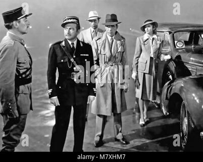 CASABLANCA 1942 Warner Bros film con da destra: Ingrid Bergman, Humphrey Bogart, Paul Henreid, Claude Rains Foto Stock