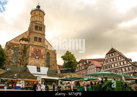 A Donaworth - il 08/10/2016 - Mercato nella pittoresca cittadina di Donauworth sulla strada romantica, Germania Foto Stock