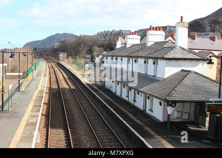 Penmeanmawr stazione ferroviaria, Galles Foto Stock