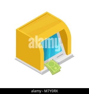Cash dispenser isometrica Icone 3D Illustrazione Vettoriale