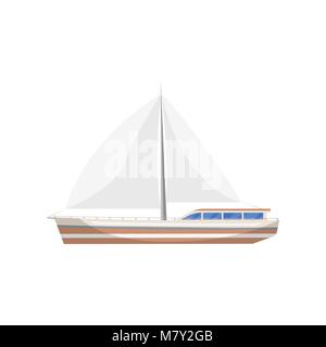 Vintage yacht a vela vista laterale icona isolato Illustrazione Vettoriale