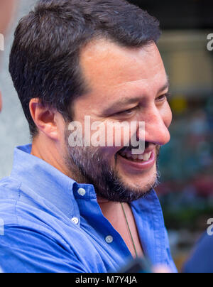 Genova (Genova), Italia, 23 giugno 2017 - Matteo Salvini, il segretario della Lega Nord partito durante la campagna elettorale per il sindaco di Genova Foto Stock