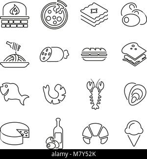 Tradizionale Italiana icone di alimentare la linea sottile illustrazione vettoriale impostato Illustrazione Vettoriale