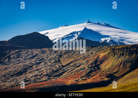 Ghiacciaio Snaefellsjokull, in autunno, Islanda Foto Stock