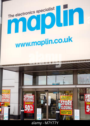 Maplin Electronics Specialist, Chiusura Vendita Reading, Berkshire, Inghilterra. Foto Stock