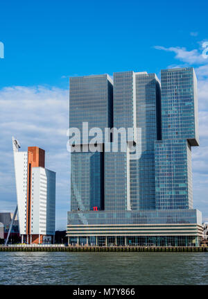 De Rotterdam e KPN Tower edifici, Kop van Zuid, Rotterdam South Holland, Paesi Bassi Foto Stock