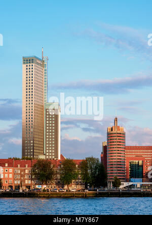 Kop van Zuid Skyline, Rotterdam South Holland, Paesi Bassi Foto Stock