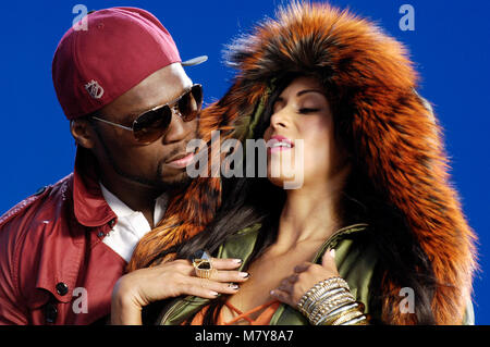 Dietro le quinte di Nicole Scherzinger dotato di 50 Cent 'destra c' Musica Video on April 11, 2011 a Los Angeles, California. Foto Stock