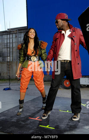 Dietro le quinte di Nicole Scherzinger dotato di 50 Cent 'destra c' Musica Video on April 11, 2011 a Los Angeles, California. Foto Stock