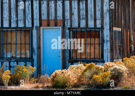 Barre in acciaio riguardano Windows su un vecchio edificio abbandonato. Foto Stock