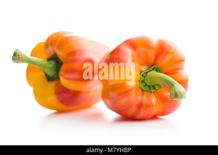 Il doppio colore peperoni isolato su sfondo bianco. Foto Stock