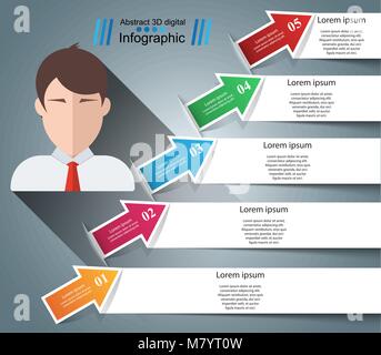 Business Infographics stile origami illustrazione vettoriale. Icona di avatar. Illustrazione Vettoriale