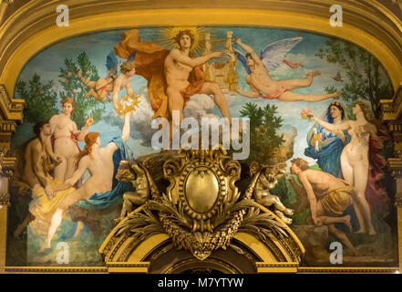 Dipinti di Paul-Jacques-Aimé Baudry, grande foyer, Garnier Opera House, Parigi, Francia Foto Stock