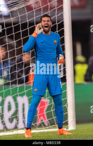 Alisson Ramses Becker di Roma durante il 'UEFA Champions League ' turno di 16 seconda gamba match tra Roma 1-0 Shakhtar Donetsk a Stadio Olimpico il 13 marzo 2018 in Roma, Italia. (Foto di Maurizio Borsari/AFLO) Foto Stock