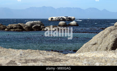 Costale impressionante paesaggio con rocce scultoree e acqua blu vicino a Città del Capo, Sud Africa Foto Stock