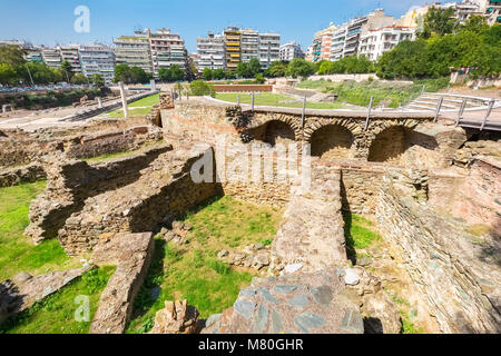 Rovine dell antica Agorà greca (successivamente romana Forum) di Salonicco. Macedonia, Grecia, Europa Foto Stock